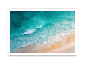 Turquoise Surf Break premium wall art for modern living room decor
