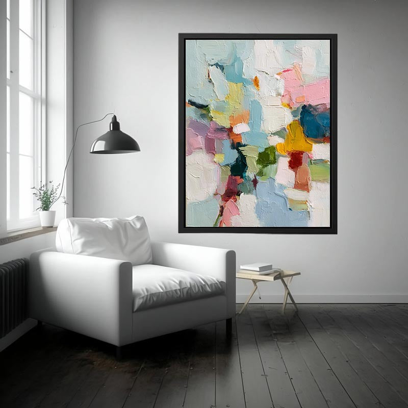 Pastel Impasto Bloom premium wall art for modern living room decor