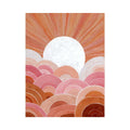 Boho sunrise canvas art with pink arches and terracotta rays for bedroom wall decor.