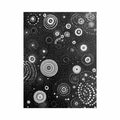 Black and white abstract canvas art with dotted circles for modern living room or office decor.
