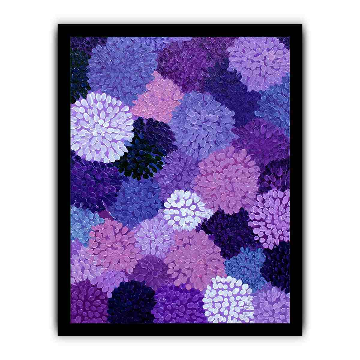 Purple abstract floral canvas art with lavender blooms for modern bedroom decor.