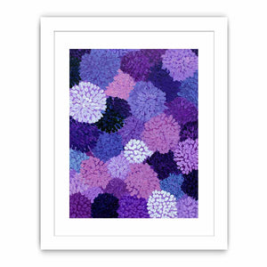 Purple abstract floral canvas art with lavender blooms for modern bedroom decor.