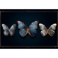 Blue butterfly canvas art with gold accents for luxury modern living room decor.