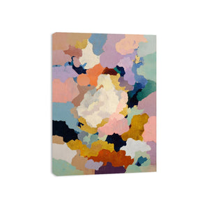 Pastel abstract canvas art with soft color fields for modern bedroom decor.