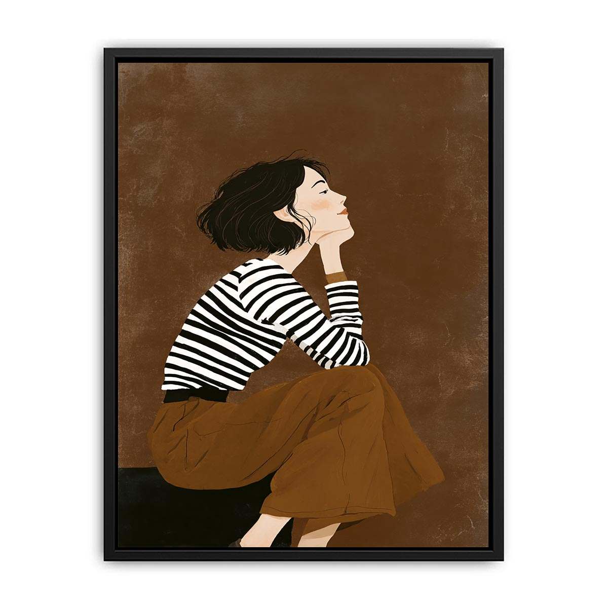 Fashion woman illustration canvas art for chic bedroom decor.