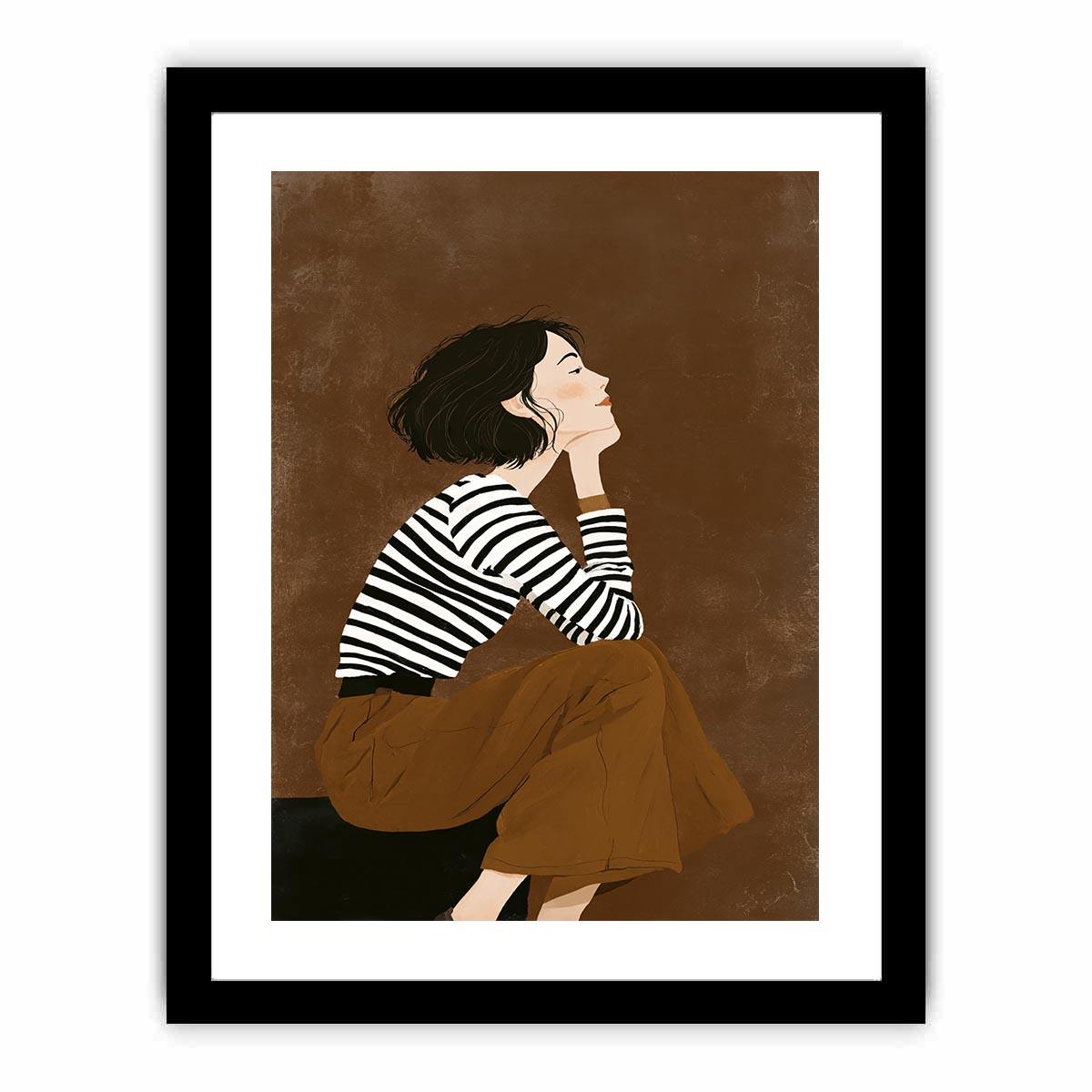 Fashion woman illustration canvas art for chic bedroom decor.