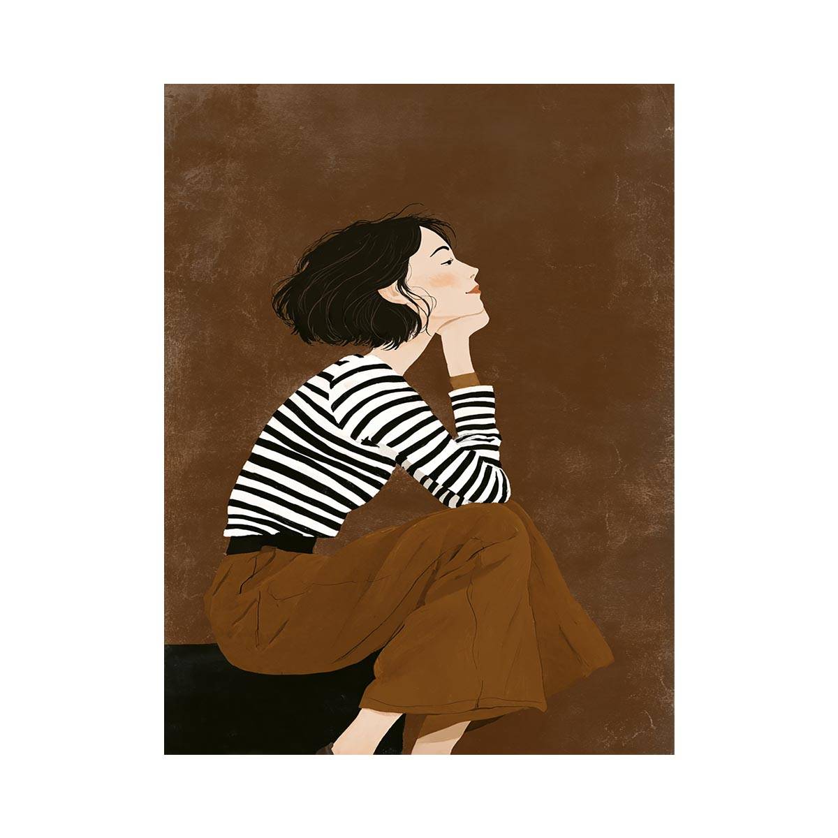 Fashion woman illustration canvas art for chic bedroom decor.