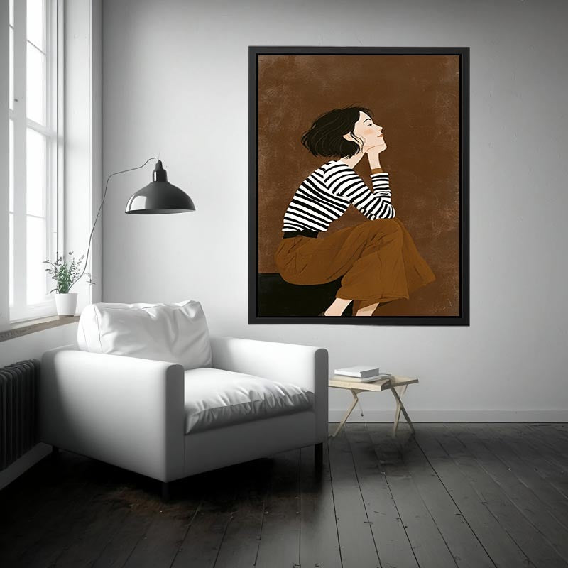 Fashion woman illustration canvas art for chic bedroom decor.