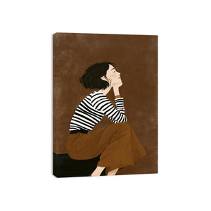 Fashion woman illustration canvas art for chic bedroom decor.