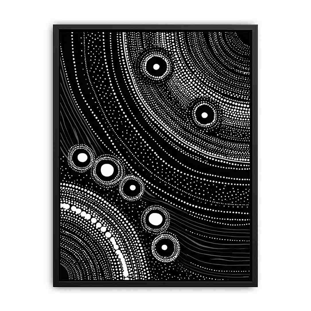 Black and white dot pattern canvas art for modern office decor.