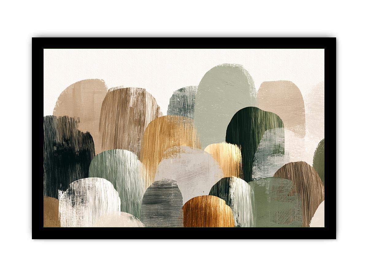 Sage green abstract forms canvas art for calm modern living room decor.