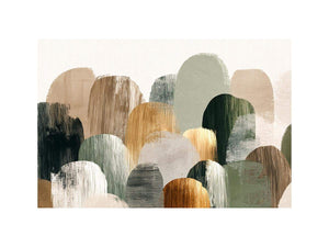Sage green abstract forms canvas art for calm modern living room decor.
