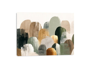 Sage green abstract forms canvas art for calm modern living room decor.
