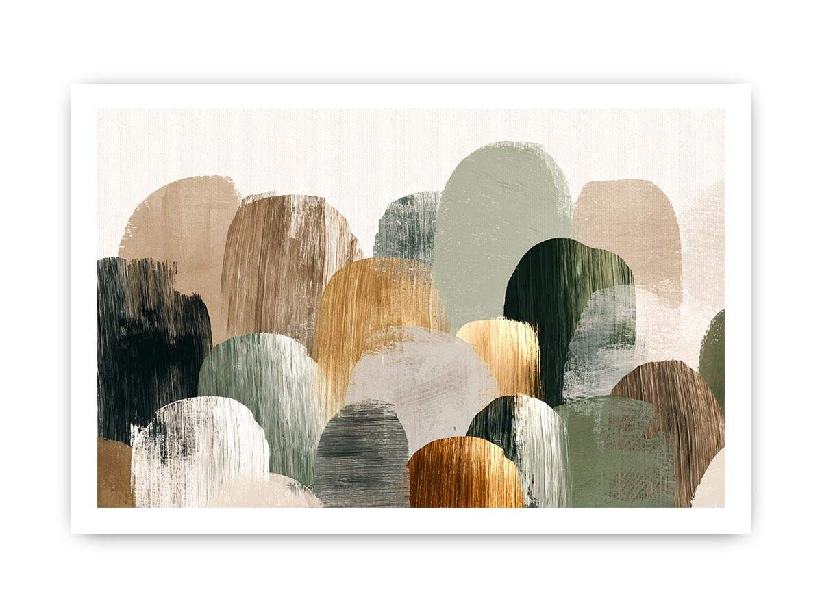 Sage green abstract forms canvas art for calm modern living room decor.