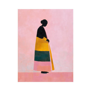 Minimal woman silhouette canvas art with bold colours for modern bedroom decor.