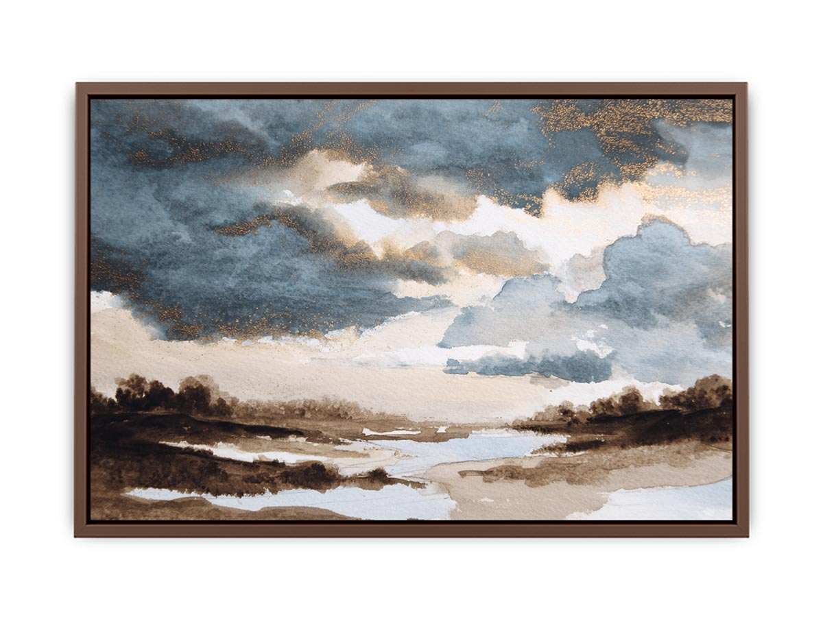 Moody marsh landscape canvas art with storm clouds for refined office or living room decor.