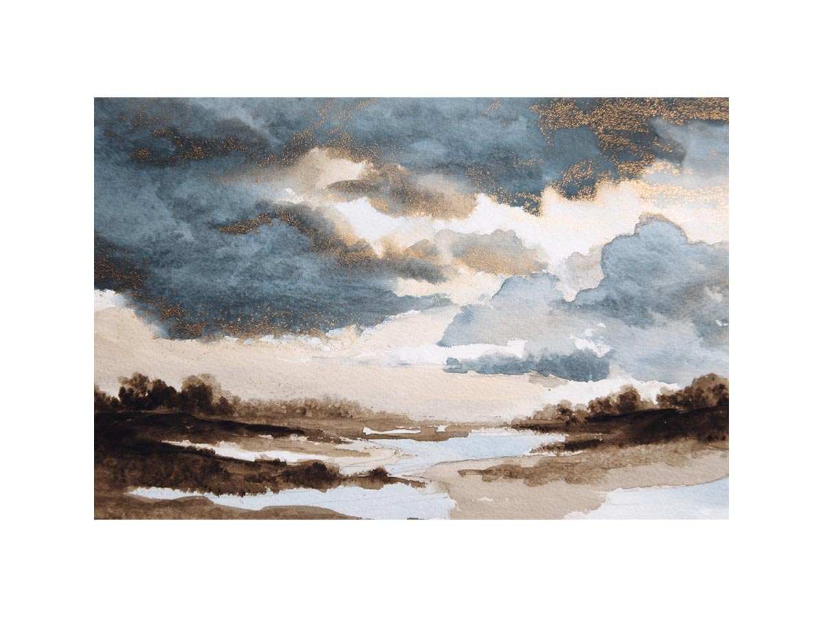 Moody marsh landscape canvas art with storm clouds for refined office or living room decor.