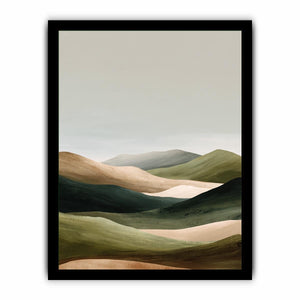 Minimal green rolling hills canvas art for peaceful bedroom decor.