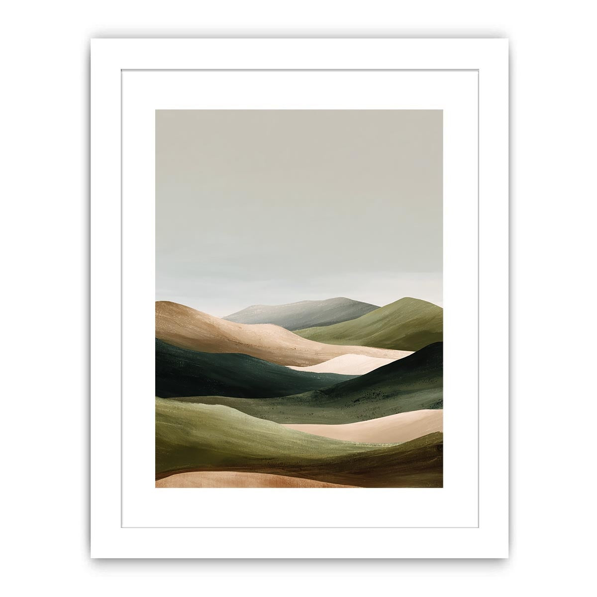 Minimal green rolling hills canvas art for peaceful bedroom decor.