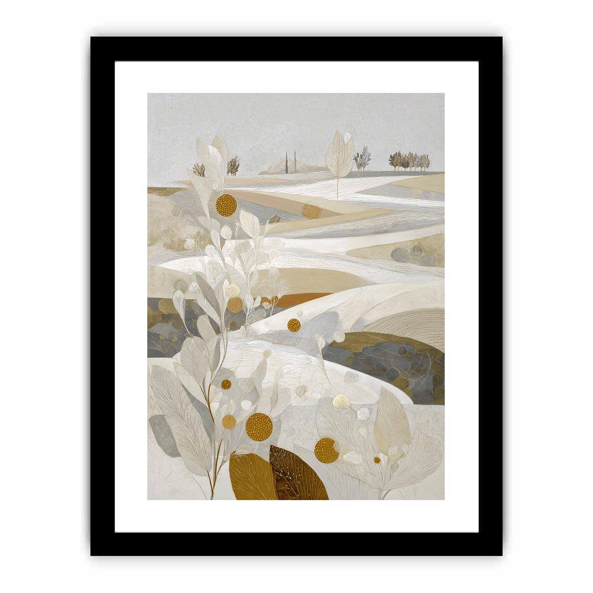 Elegant white botanical landscape canvas art for neutral bedroom decor.