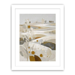 Elegant white botanical landscape canvas art for neutral bedroom decor.