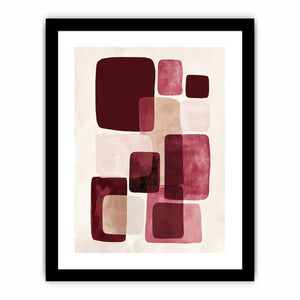 Modern burgundy geometric canvas art for warm bedroom decor.