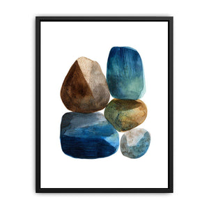 Watercolor stacked stones canvas art for calm bathroom decor.