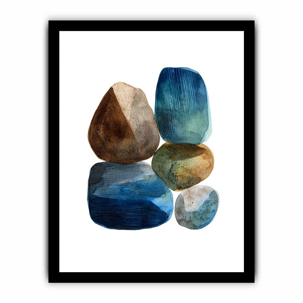 Watercolor stacked stones canvas art for calm bathroom decor.