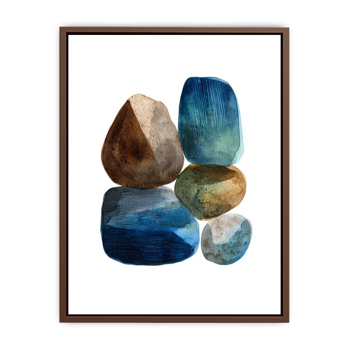 Watercolor stacked stones canvas art for calm bathroom decor.