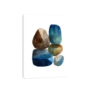 Watercolor stacked stones canvas art for calm bathroom decor.