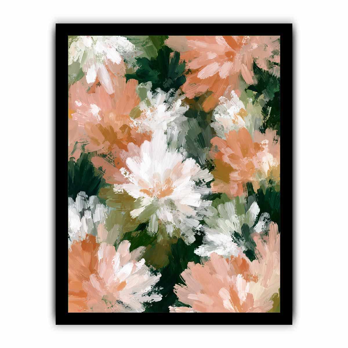 Soft peach and white floral canvas art for elegant bedroom decor.