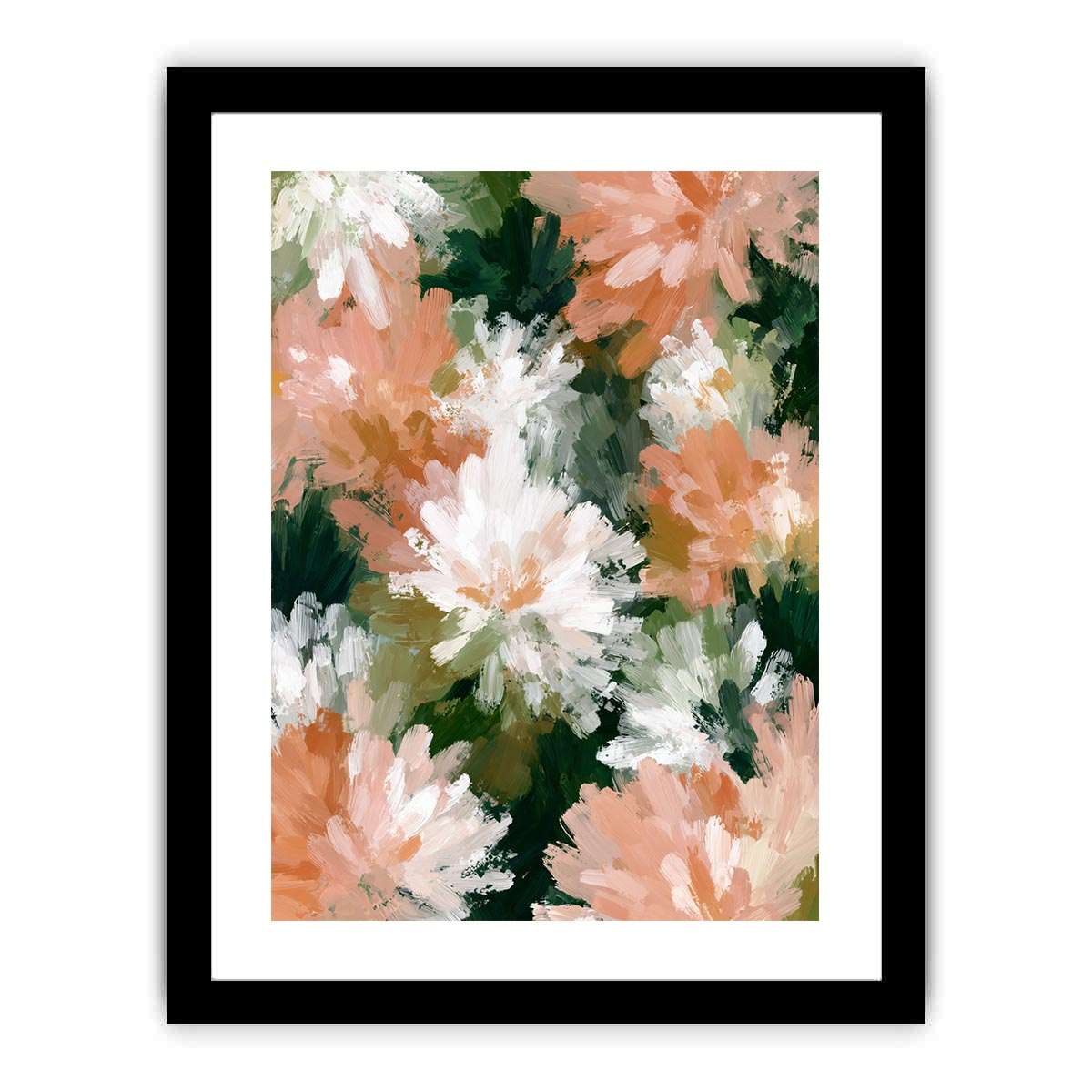 Soft peach and white floral canvas art for elegant bedroom decor.