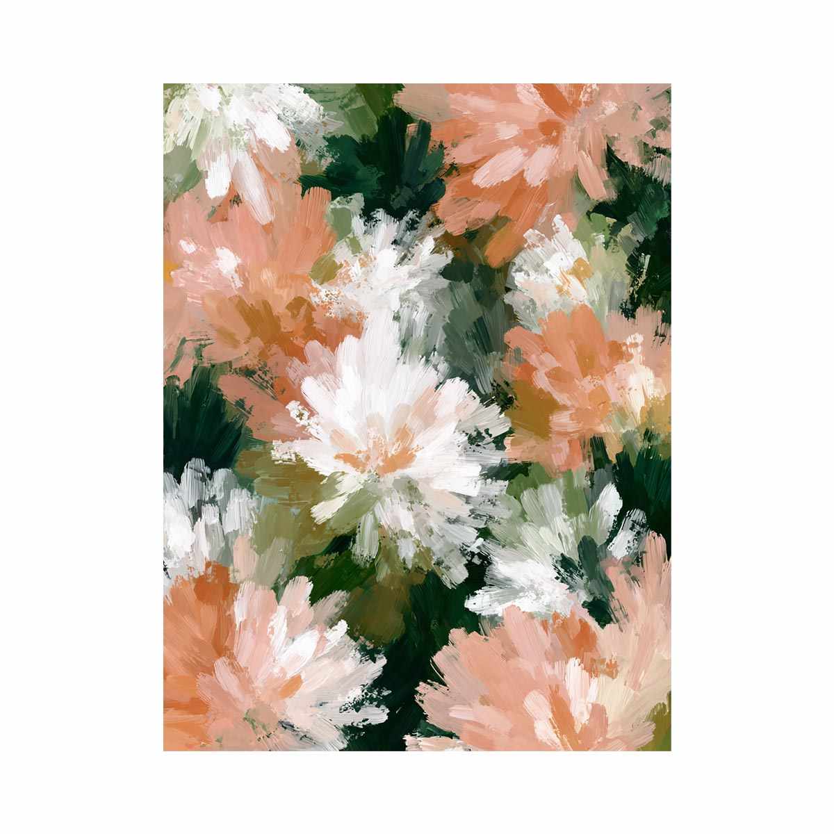 Soft peach and white floral canvas art for elegant bedroom decor.