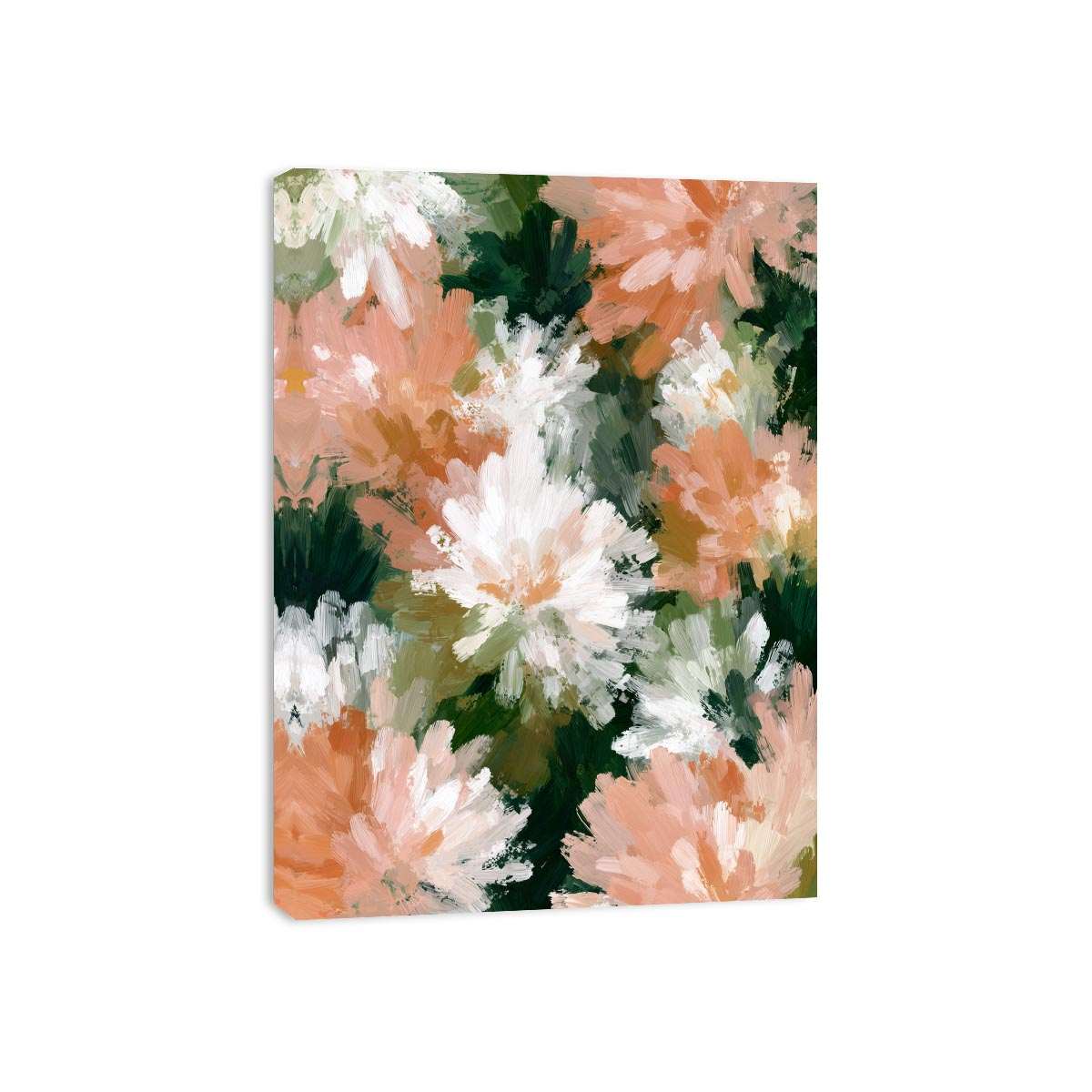 Soft peach and white floral canvas art for elegant bedroom decor.