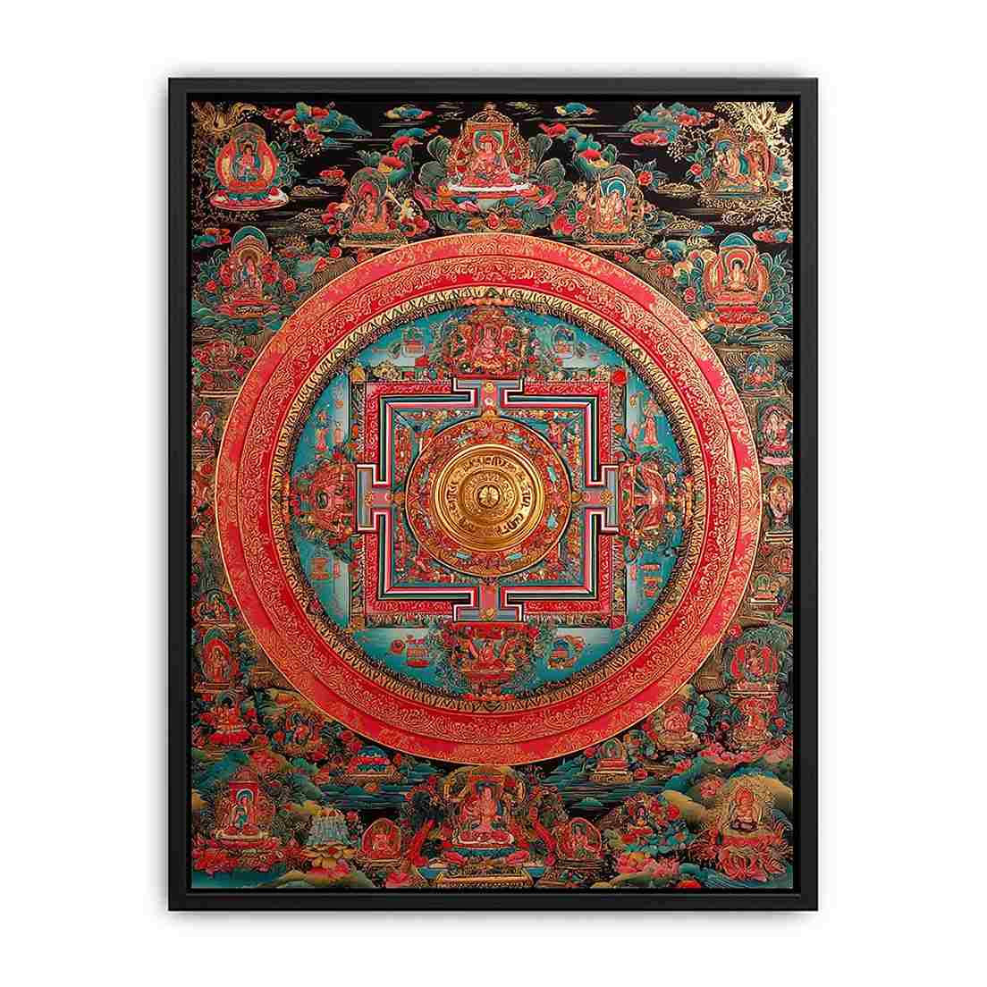 Ornate Tibetan mandala canvas art for meditation room and spiritual home decor.