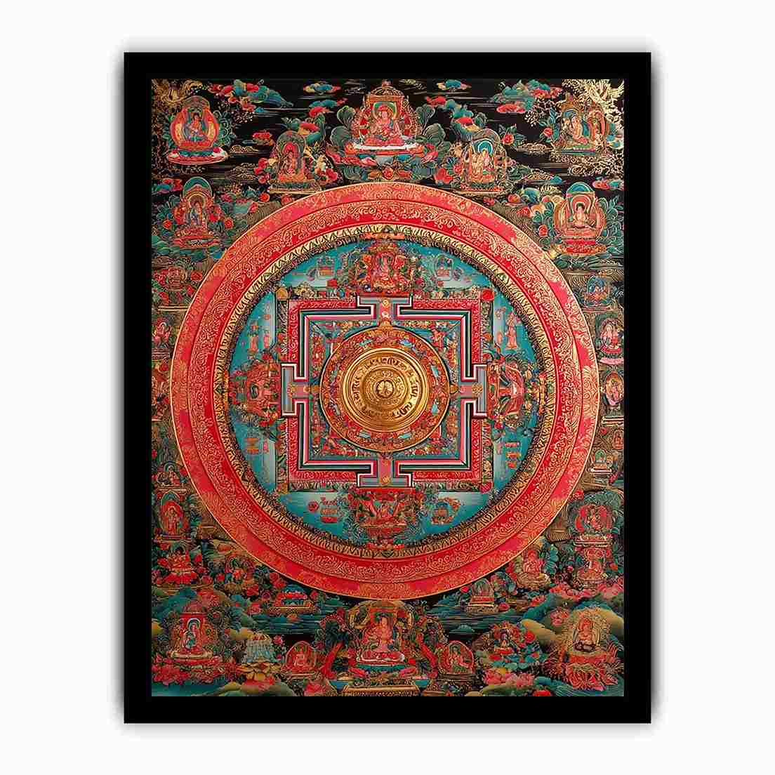 Ornate Tibetan mandala canvas art for meditation room and spiritual home decor.