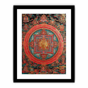 Ornate Tibetan mandala canvas art for meditation room and spiritual home decor.
