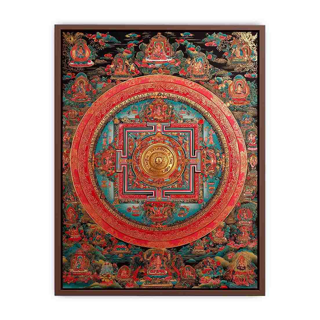 Ornate Tibetan mandala canvas art for meditation room and spiritual home decor.