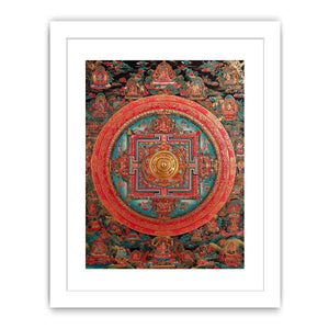 Ornate Tibetan mandala canvas art for meditation room and spiritual home decor.