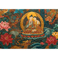 Tibetan spiritual couple canvas art with lotus flowers for peaceful living room decor.
