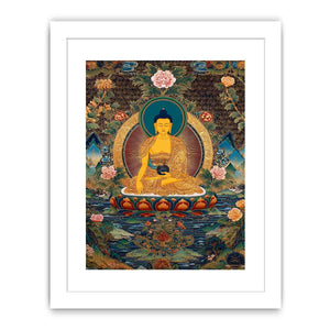 Golden Buddha canvas art with lotus flowers for serene meditation room decor.