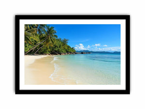 Tropical beach with palm trees and turquoise water canvas art for coastal decor