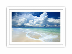 Ocean waves and dramatic clouds coastal canvas art for modern living room decor