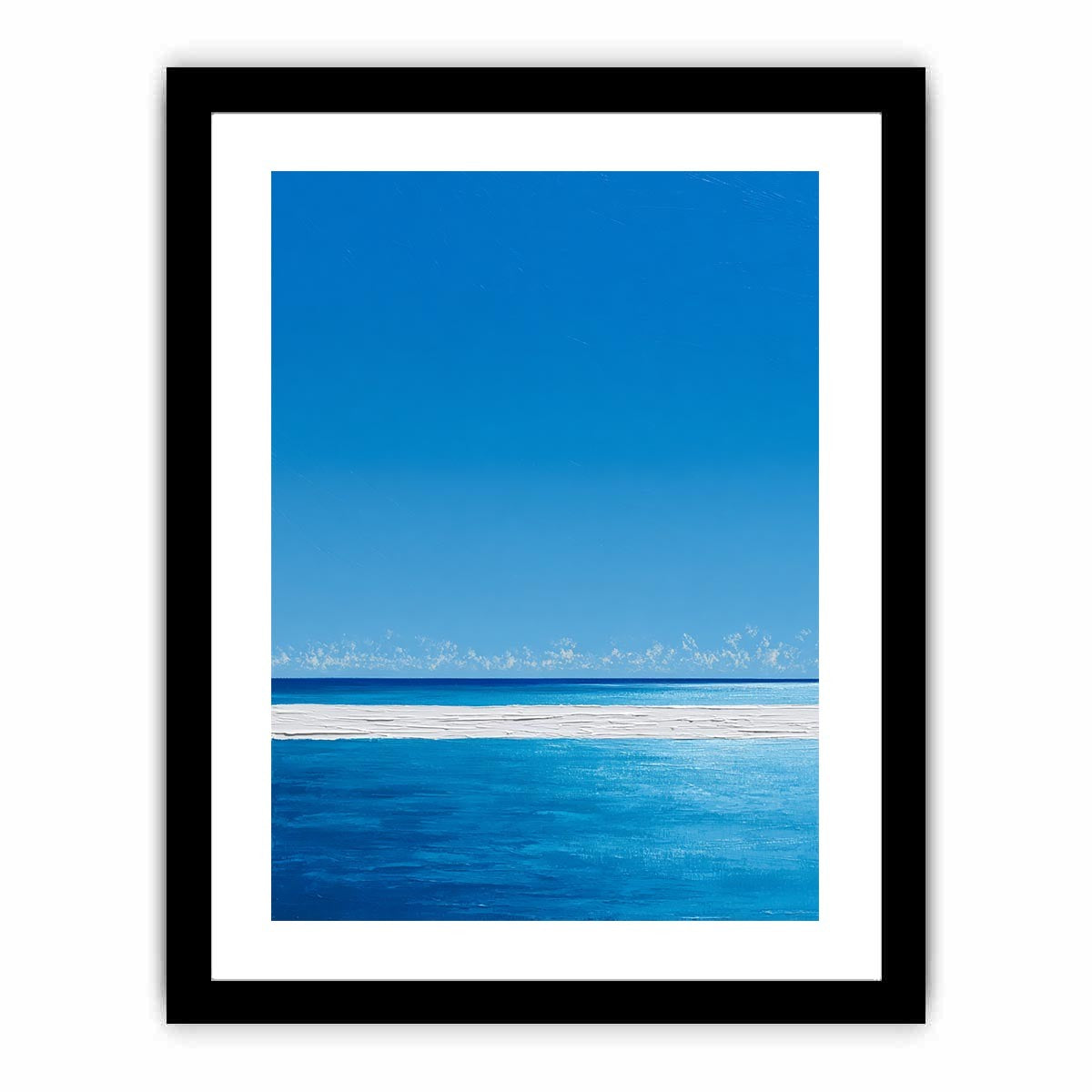Bright turquoise ocean canvas art with white surf and blue sky for coastal bedroom decor.
