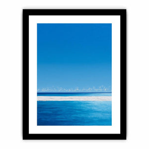 Bright turquoise ocean canvas art with white surf and blue sky for coastal bedroom decor.