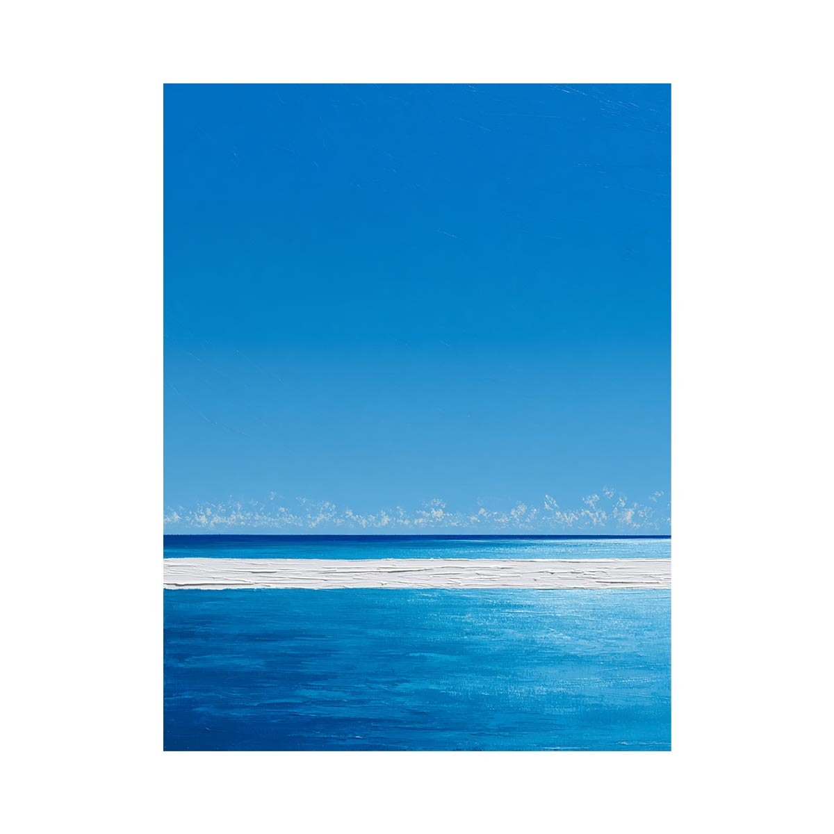 Bright turquoise ocean canvas art with white surf and blue sky for coastal bedroom decor.
