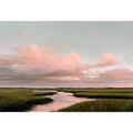 Soft pink marsh landscape canvas art for serene living room decor.
