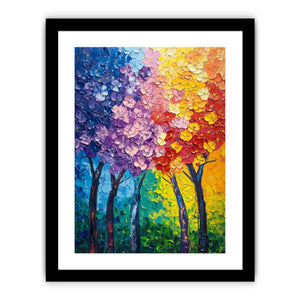 Colorful textured tree artwork for modern living room and office decor