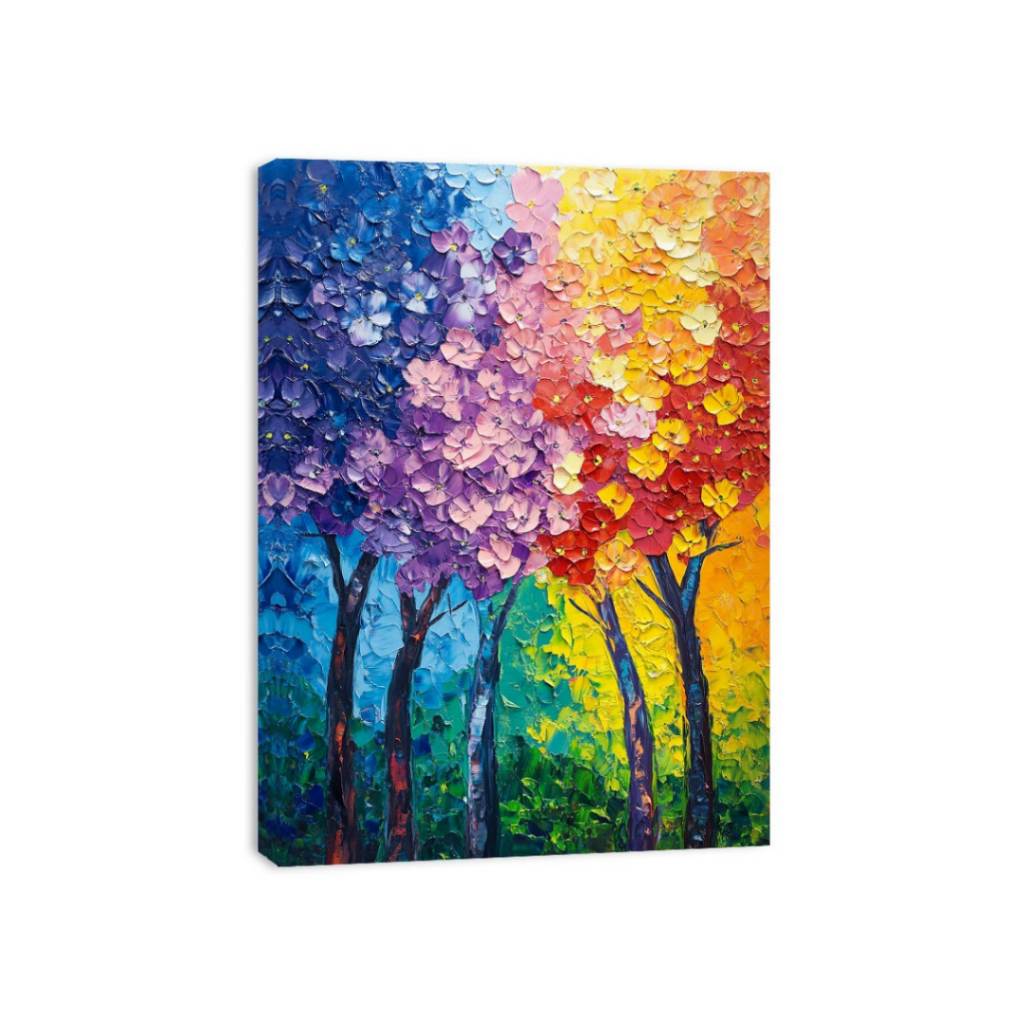 Colorful textured tree artwork for modern living room and office decor