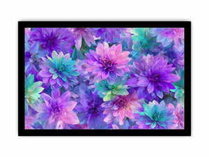 Vibrant purple teal floral canvas art for colorful bedroom decor.